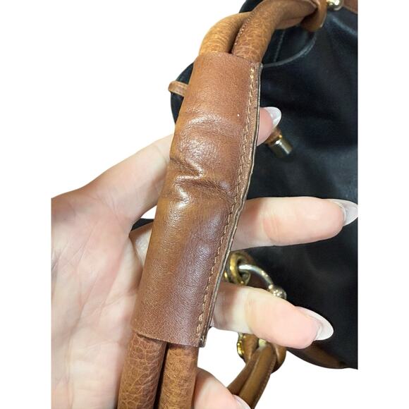 Valentino by Mario Valentino Handbag Black Brown Leather Shoulder Purse Slouchy - Picture 11 of 16